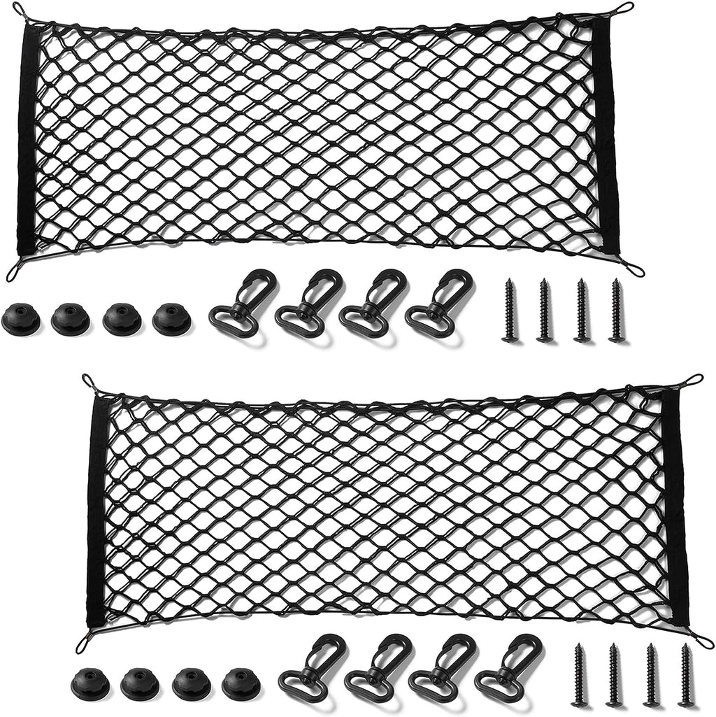 Amiss 2 Packs Cargo Net Stretchable. Adjustable Elastic Trunk Storage Net with Hook for SUVs, Cars and Trucks, Car Exterior Accessories (43.3x15.8 Inch)