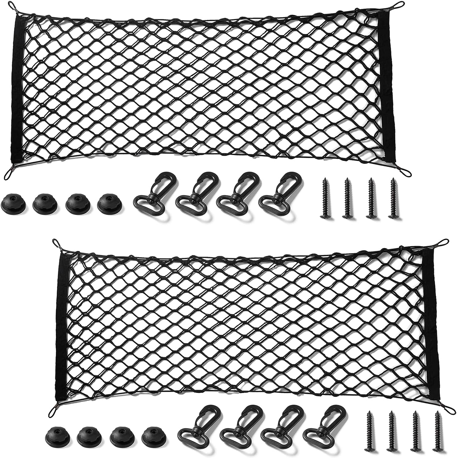 Amiss 2 Packs Cargo Net Stretchable. Adjustable Elastic Trunk Storage Net with Hook for SUVs, Cars and Trucks, Car Exterior Accessories (43.3x15.8 Inch)