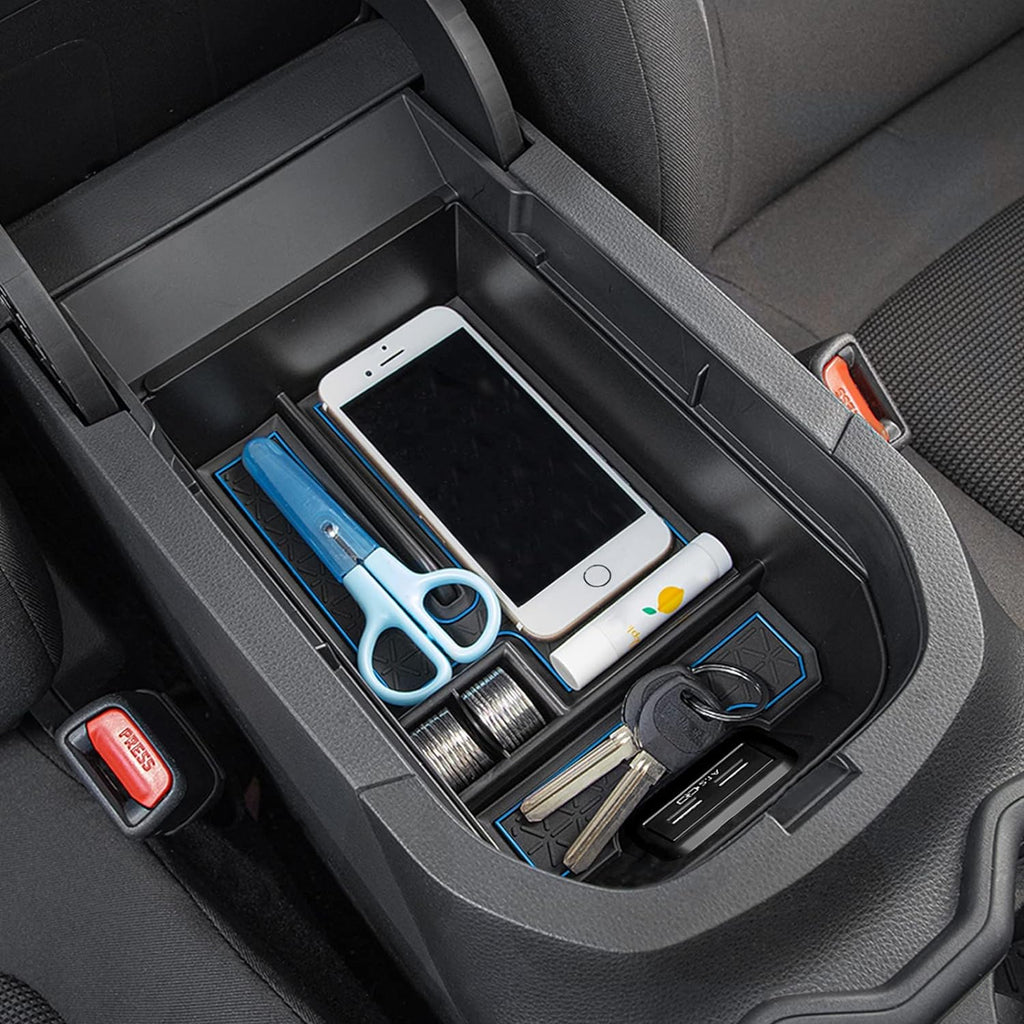 JDMCAR Center Console Tray Organizer Compatible with Toyota RAV4 Accessories 2023 2023 2023 2023 2019, and 2021-2023 RAV4 Prime Armrest Insert Container ABS Material Secondary Storage Box-Blue