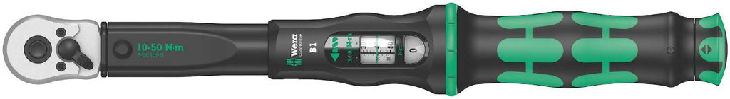 WClick-Torque B 1 torque wrench with reversible ratchet, 3/8" x 10-50 Nm, black/green