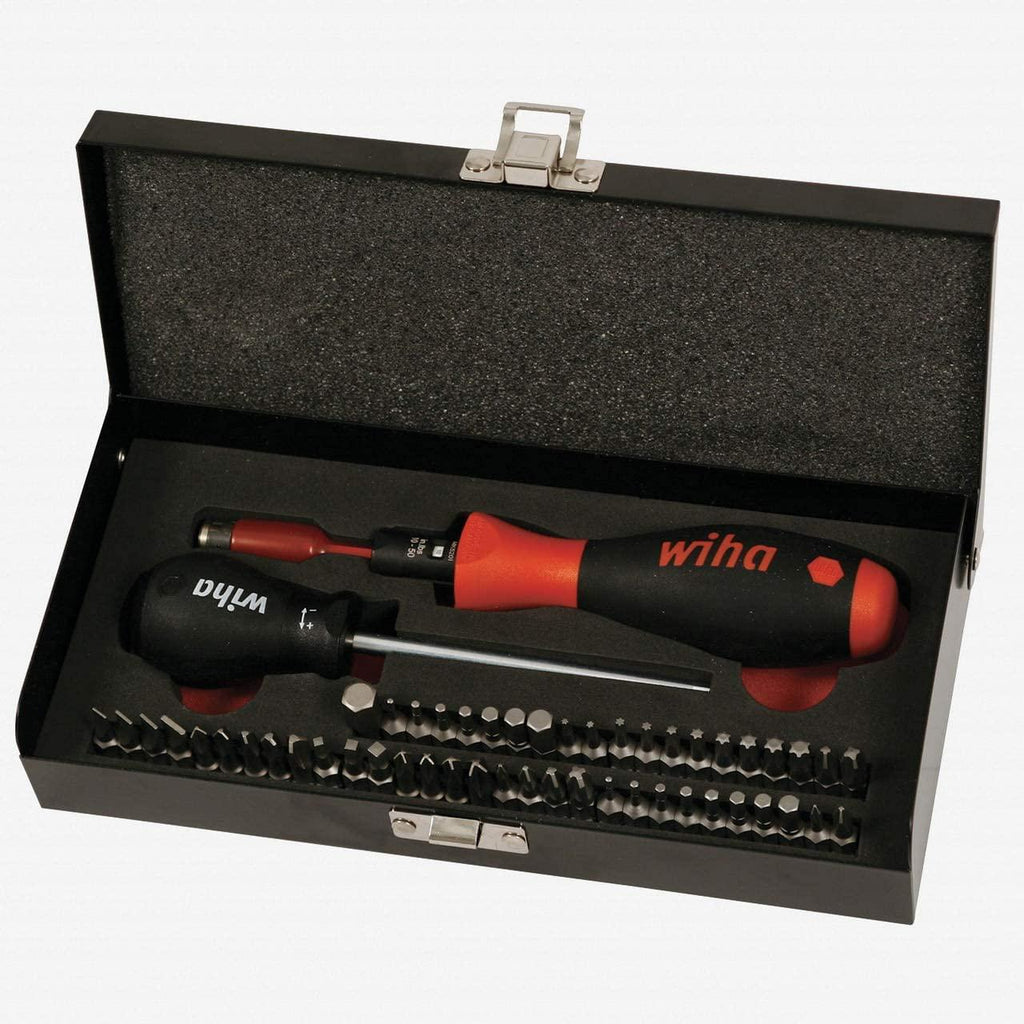 Wiha 28595 Torque Screwdriver and Bits Box Set 10-50 in-lbs, 53 Pieces