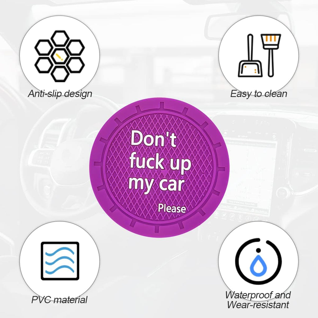 8sanlione 2 Pack Car Cup Holder Coasters, 2.75 Inch Non-Slip PVC Insert Cup Coaster, Anti-Scratch Auto Cup Mats for Women Men, Vehicle Interior Accessories for Car, SUV, Truck (D Purple/2PCS)