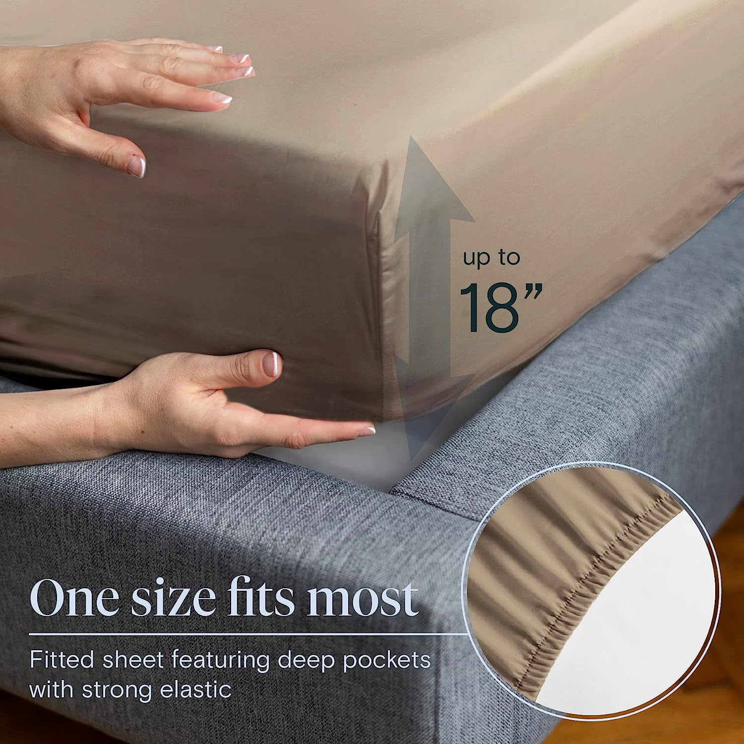 LuxClub 6 PC Full Size Sheet Set Bamboo Sheets Deep Pockets 18" Eco Friendly Wrinkle Free Cooling Sheets Machine Washable Hotel Bedding Silky Soft - Taupe Full…