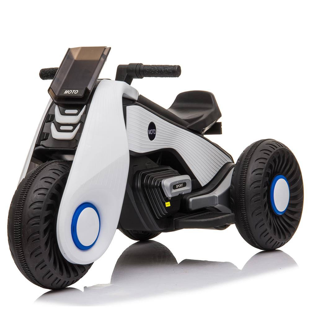 6V Kids Ride On Motorcycle Car Battery Powered 3 Wheels Bicycle Electric Toy, Double Drive Ride On Toys Motorized Cars for Kids, Christmas Gifts Car for Boys Girls 2-6 to Ride on Park, White, Q6874