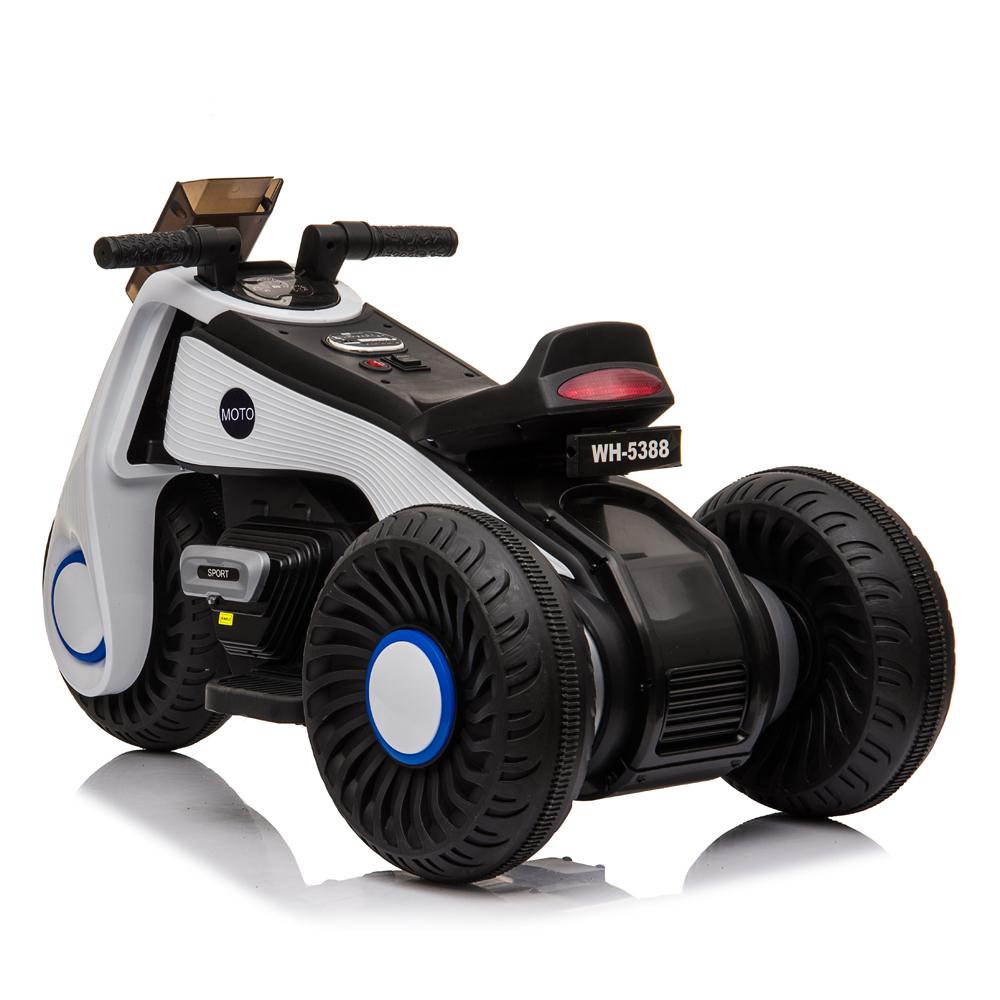 6V Kids Ride On Motorcycle Car Battery Powered 3 Wheels Bicycle Electric Toy, Double Drive Ride On Toys Motorized Cars for Kids, Christmas Gifts Car for Boys Girls 2-6 to Ride on Park, White, Q6874