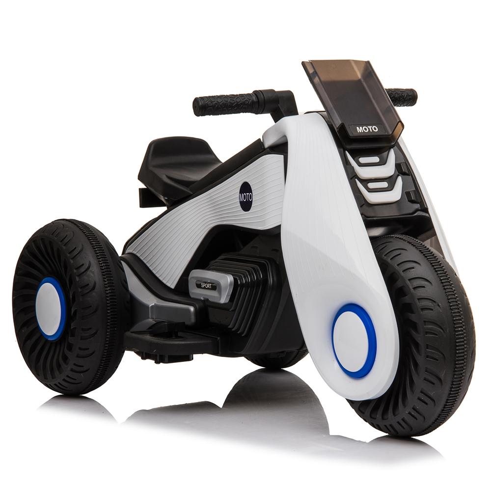 6V Kids Ride On Motorcycle Car Battery Powered 3 Wheels Bicycle Electric Toy, Double Drive Ride On Toys Motorized Cars for Kids, Christmas Gifts Car for Boys Girls 2-6 to Ride on Park, White, Q6874