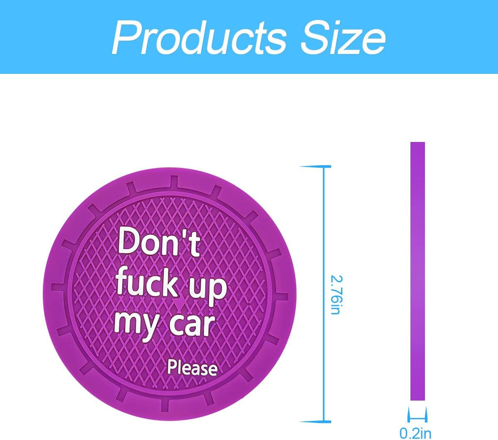 8sanlione 2 Pack Car Cup Holder Coasters, 2.75 Inch Non-Slip PVC Insert Cup Coaster, Anti-Scratch Auto Cup Mats for Women Men, Vehicle Interior Accessories for Car, SUV, Truck (D Purple/2PCS)