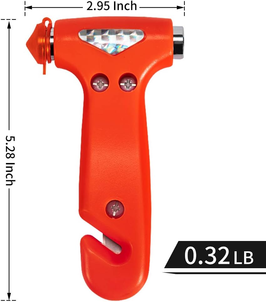 MOTORBUDDY 4-Pack Car Safety Hammer, Auto Emergency Escape Hammer with Window Breaker and Seat Belt Cutter, Striking Red Emergency Escape Tool for Car Accidents