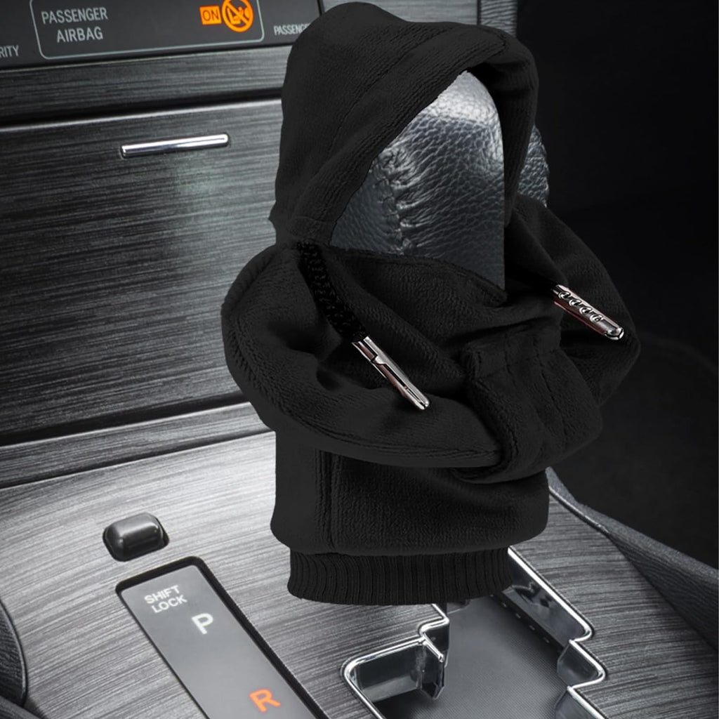 ZHSMS Gear Shift Cover, Universal Shift Knob Cover, Funny Sweater Hoodie for Gearshift, 4.7 Inch Car Shifter Stick Protector Decoration (Black White)