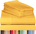 LuxClub 6 PC Queen Sheet Set Bamboo Sheets Deep Pockets 18" Eco Friendly Wrinkle Free Cooling Sheets Machine Washable Hotel Bedding Silky Soft - Medallion Gold Queen
