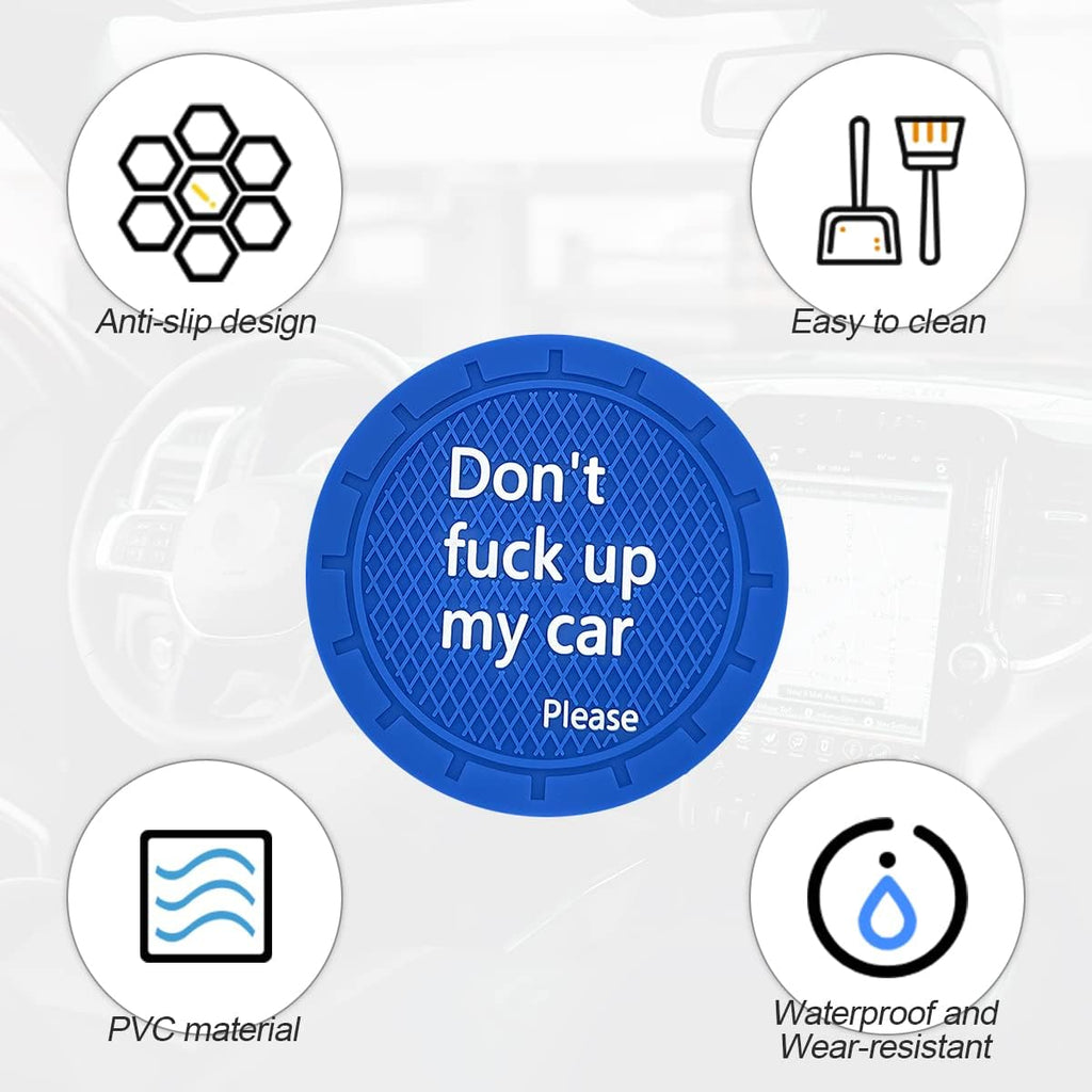 8sanlione 2 Pack Car Cup Holder Coasters, 2.75 Inch Non-Slip PVC Insert Cup Coaster, Anti-Scratch Auto Cup Mats for Women Men, Vehicle Interior Accessories Universal for Car, SUV, Truck (D Blue/2PCS)