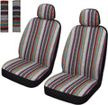 Pariitadin Baja Saddle Blanket Car Seat Covers Front Set with Seat Belt Pads, Washable Breathable Striped Woven Cloth Seat Covers for Cars, Universal Fit Most Cars, Airbag Compatible, Red