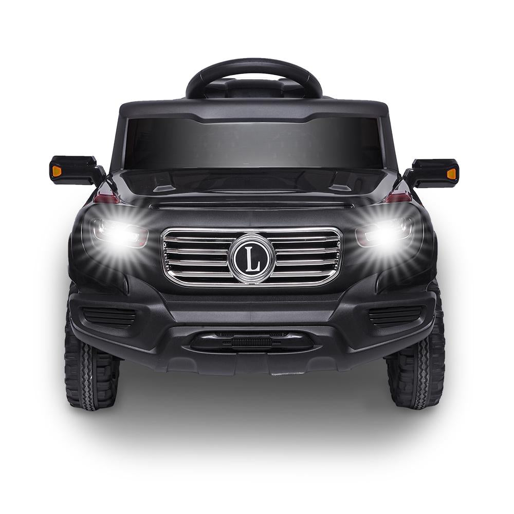 Electric Cars for Boys Girls Christmas Gifts, 6V Power Wheels for Kids Toddler 2-5, Battery-Powered Ride On Truck Car RC Toy, Safe Ride On Toys for Christmas Gifts, 3 Speeds, LED Lights, Black, Q6862