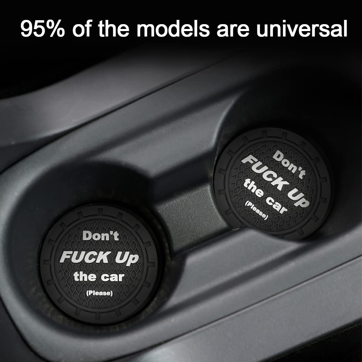 8sanlione 2 Pack Car Cup Holder Coasters, 2.75 Inch Non-Slip PVC Insert Cup Coaster, Anti-Scratch Auto Cup Mats for Women Men, Vehicle Interior Accessories Universal for Car, SUV, Truck (C Black/2PCS)