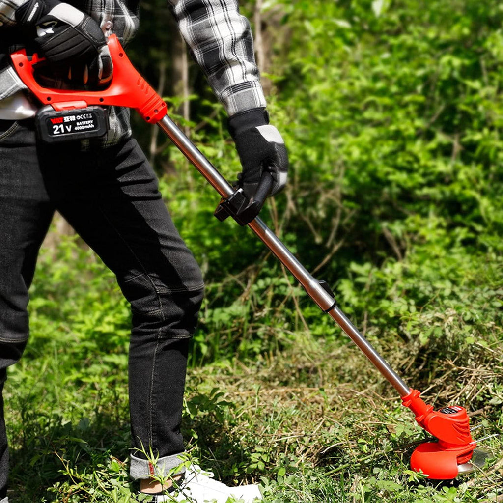CAGC Electric Grass Trimmer- Grass Trimmer,2-in-1Cordless Grass Trimmer/Edger -21V with Fast Charger, 90° Head Pivots