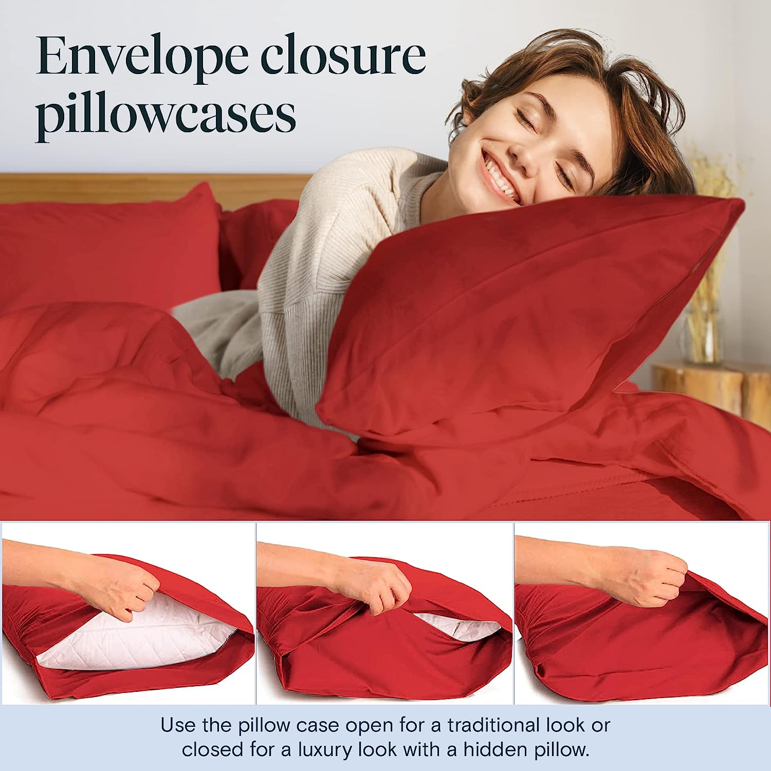 LuxClub 7 PC Split King Sheet Set Bamboo Sheets Deep Pockets 18" Eco Friendly Wrinkle Free Cooling Sheets Machine Washable Hotel Bedding Silky Soft - Red Split King