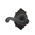 Flair Aged Bronze PassaHall/Closet Door Lever with Brookshire Trim