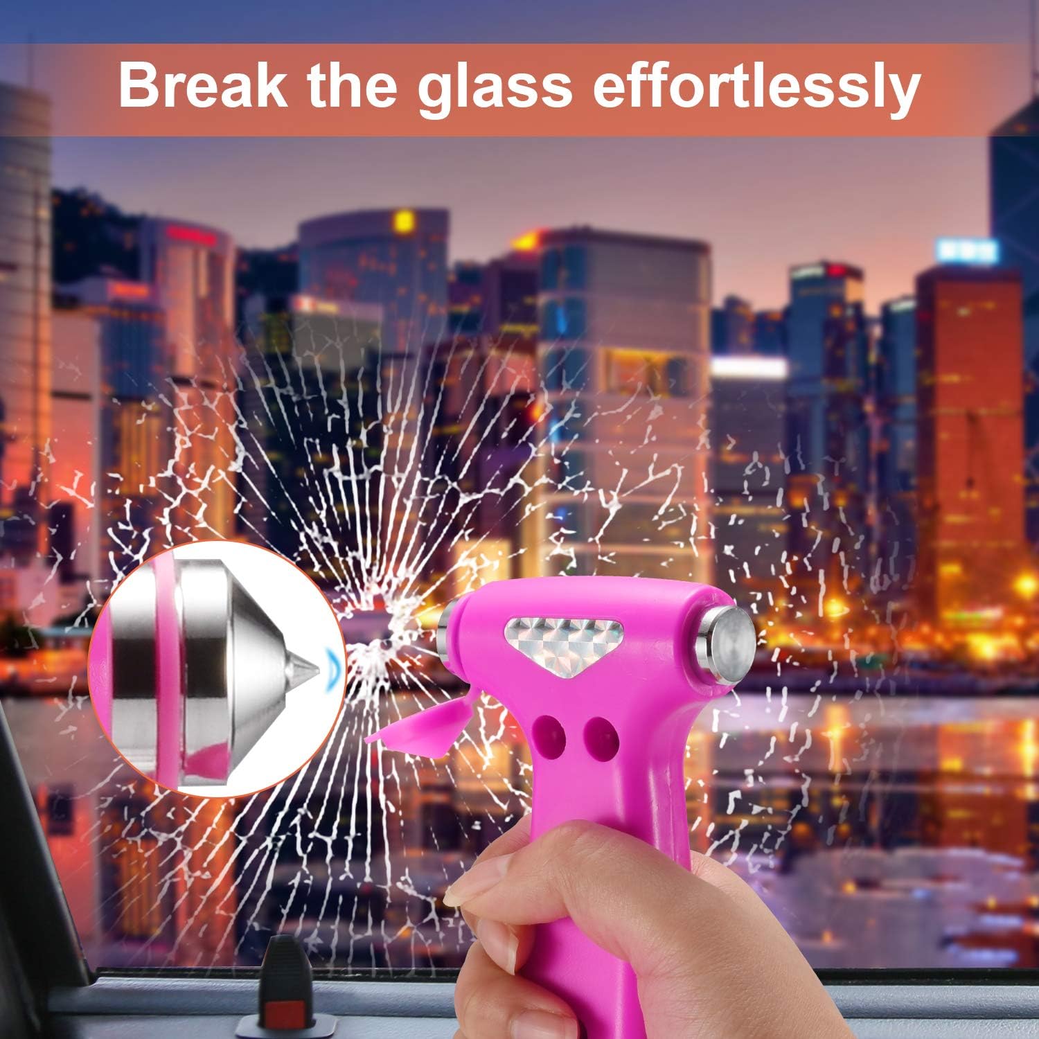 THINKWORK Car Safety Hammer Gift for Women, Three-in-One Tool with Window Breaker and Seat Belt Cutter, Safety Emergency Car Escape Tool for Family, Children.