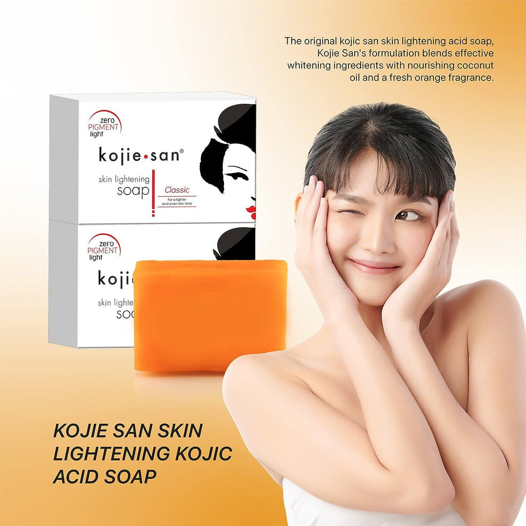 Kojie San Original Authenitc Lightening Soap - 6 Bars, 3 Packs of 65g Face &amp; Body Soap