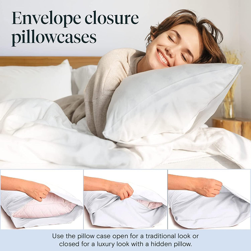 LuxClub 4 PC Extra Deep Pocket Sheets &amp; Pillowcases Set - Hotel Bedding Silky Soft Eco Friendly Wrinkle Free Ultra Soft Cooling Bed Sheet Set deep Pocket up to 21" (Twin, White)