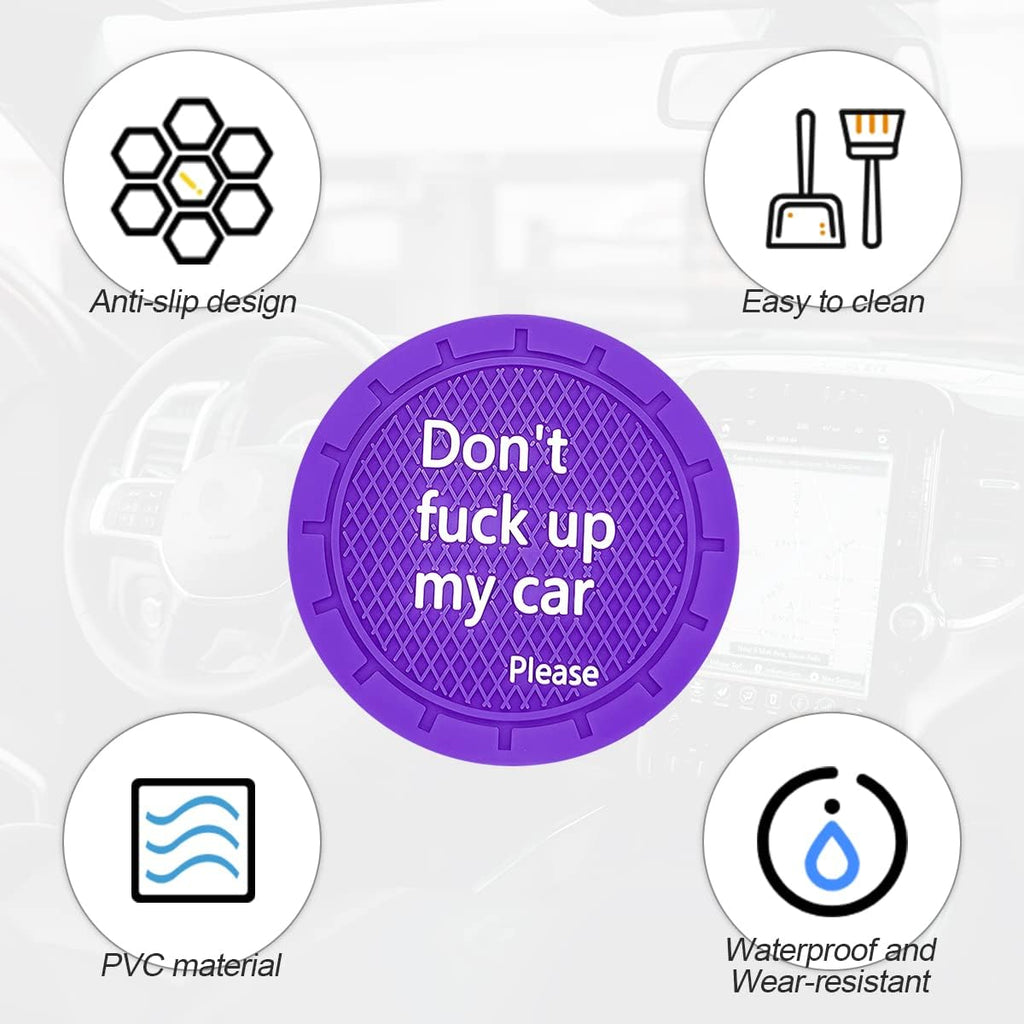 8sanlione 2 Pack Car Cup Holder Coasters, 2.75 Inch Non-Slip PVC Insert Cup Coaster, Anti-Scratch Auto Cup Mats for Women Men, Vehicle Interior Accessories for Car, SUV, Truck (D Deep Purple/2PCS)