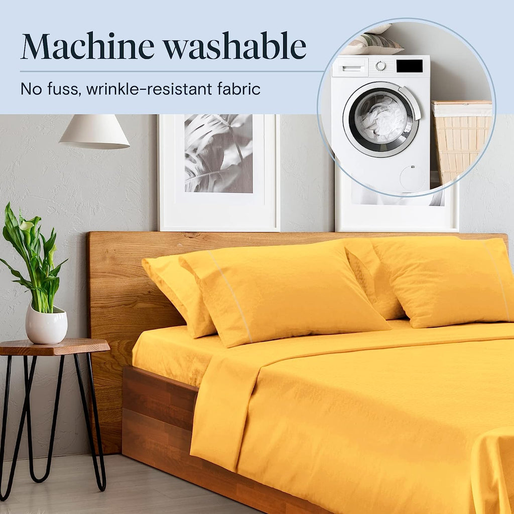 LuxClub 6 PC Full Size Sheet Set Bamboo Sheets Deep Pockets 18" Eco Friendly Wrinkle Free Cooling Sheets Machine Washable Hotel Bedding Silky Soft - Medallion Gold Full