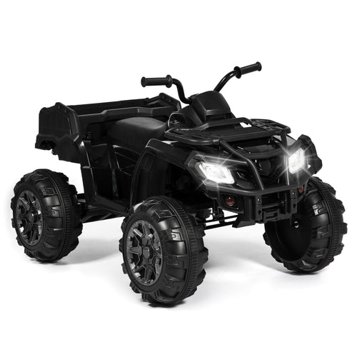 12V Kids Powered ATV Quad 4-Wheel Ride On Car w/ 2 Speeds, Spring Suspension, MP3, Stora- Black