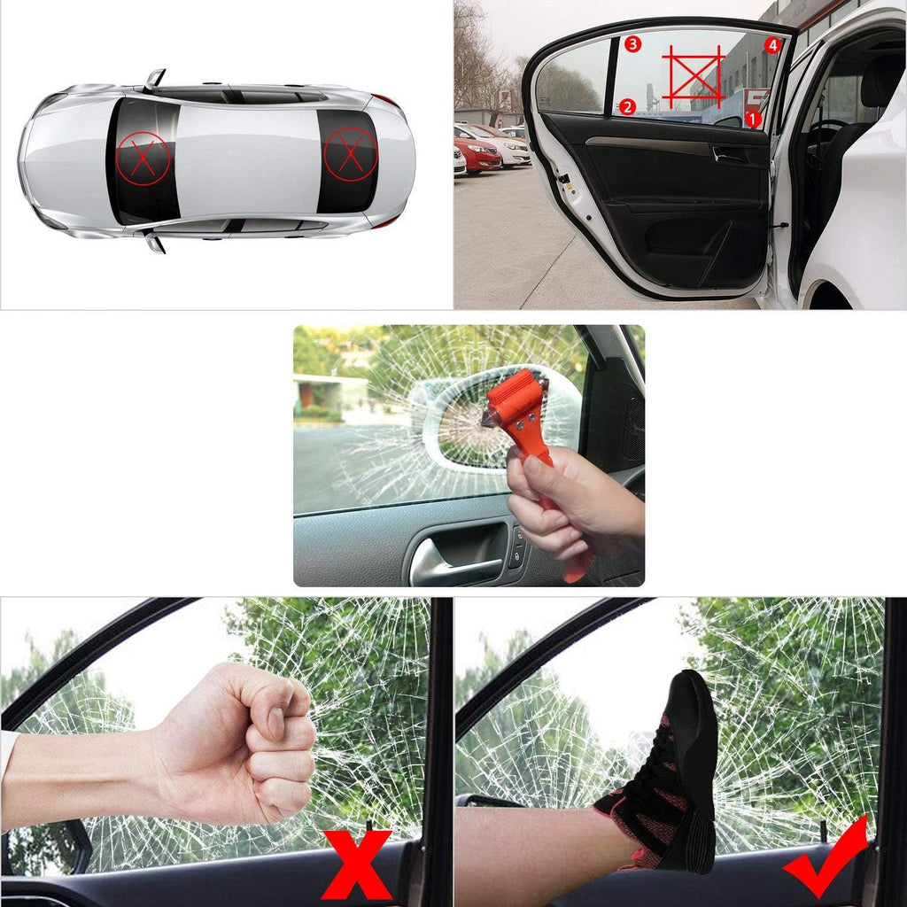 Car Safety Hammer Set of 2 Emergency Escape Tool Auto Car Window Glass Hammer Breaker and Seat Belt Cutter Escape 2-in-1 for Family Rescue &amp; Auto Emergency Escape Tools