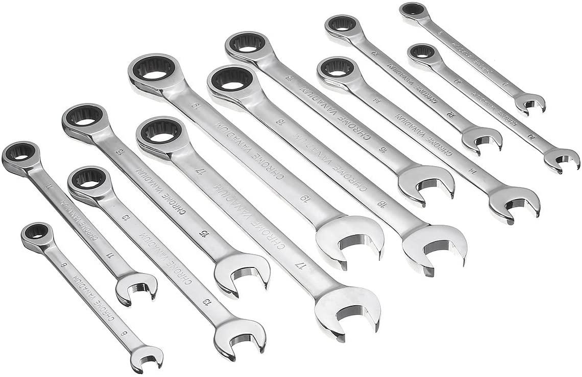 ZHENWOCAI 12pc Metric Ratcheting Spanner Combination Wrenche Hand Tools 9mm-18mm CR-V Steel New