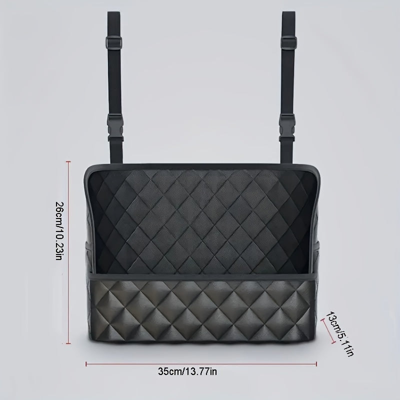 Car Purse Handbag Holder Between Seats, Leather Car Seat Back Organizer With 3 Pockets, LarCapacity StoraBag