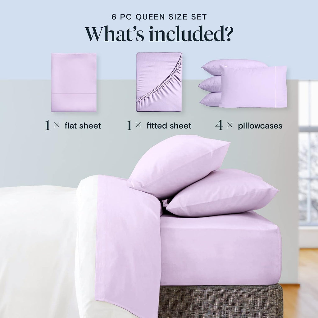 LuxClub 6 PC King Size Sheet Set Bamboo Sheets Deep Pockets 18" Eco Friendly Wrinkle Free Cooling Sheets Machine Washable Hotel Bedding Silky Soft - Periwinkle King