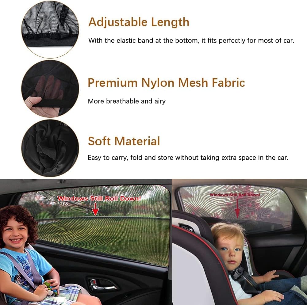 GOLDFLOWER Car Window Shade, 2 Pack Car Back Window Sun Shade, and Privacy Protect for Toddler Kids Baby Adult, Double Layer  (Large 49"x22")