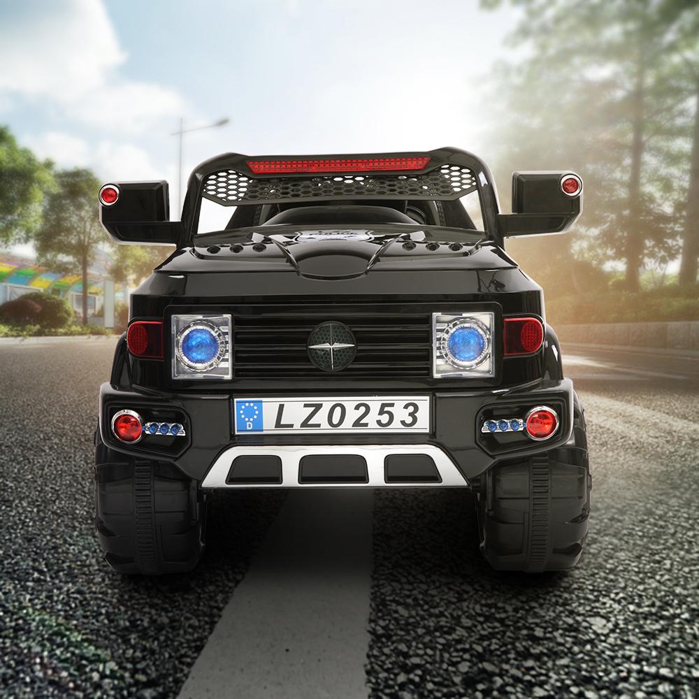 12V Power Wheels, 3 Speeds Ride On Car Truck for Child 3-7, Double Drive Electric Cars with Remote Control, LED Lights, Kids Vehicle for Christmas Gifts to Ride on Pavement Grass Mud, Black, Q8002