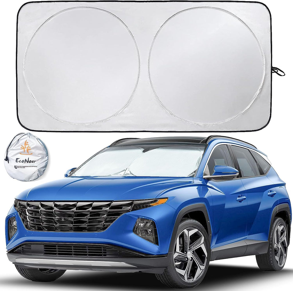 EcoNour Car Shade Front Windshield | Windshield Dash Protector for Maximum UV Rays and Sun Heat Protection | Sun Visor Car Interior Accessory for Cooler Interior | Medium Plus (64 x 34 inches)