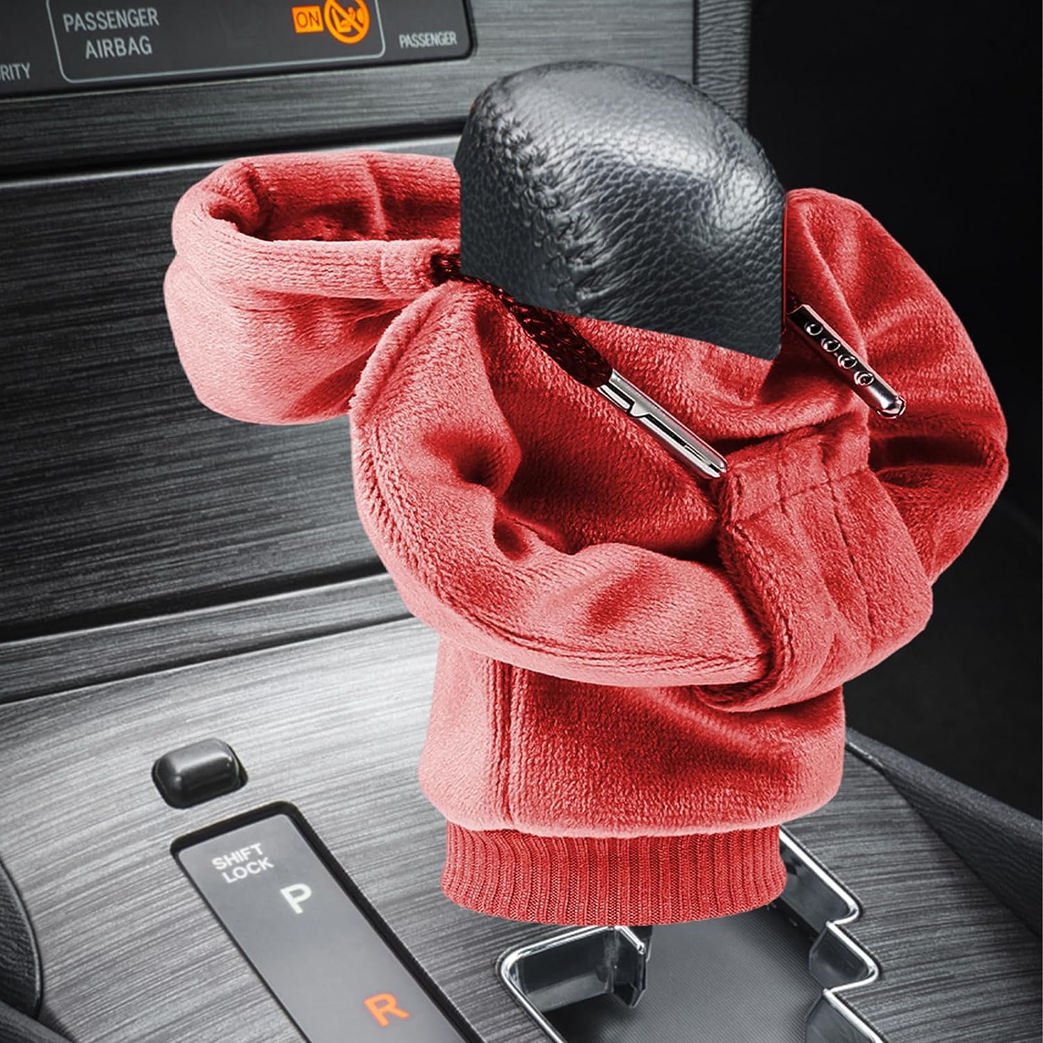 ZHSMS Gear Shift Cover, Universal Shift Knob Cover, Funny Sweater Hoodie for Gearshift, 4.7 Inch Car Shifter Stick Protector Decoration (Red)