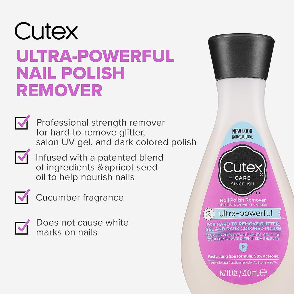 Cutex Gel Nail Polish Remover, Ultra-Powerful &amp; Removes Glitter and Dark Colored Paints, Paraben Free, 10.1 Fl Oz