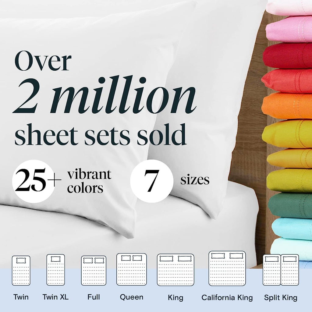 LuxClub 6 PC Queen Sheet Set Bamboo Sheets Deep Pockets 18" Eco Friendly Wrinkle Free Cooling Sheets Machine Washable Hotel Bedding Silky Soft - White Queen