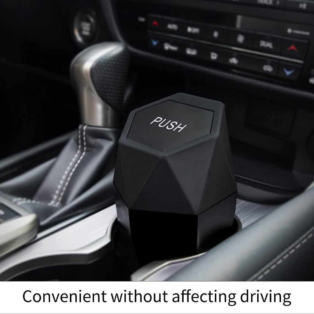 JUSTTOP Car Trash Can with Lid, Diamond  Small Automatic Portable Trash Can, Easy to Clean, Used in Car Home Office Interior Accessories, 2PCS (Black)