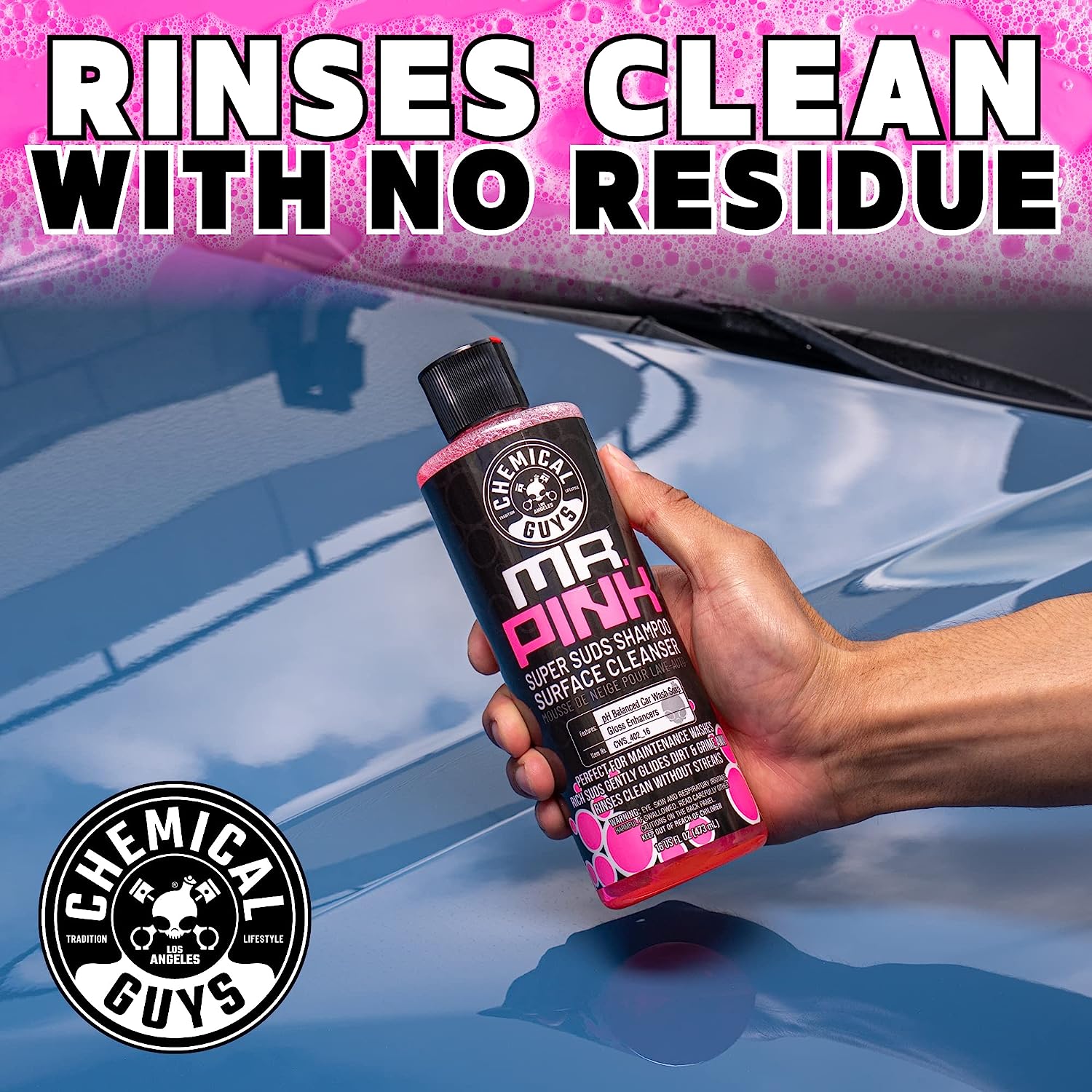 Chemical Guys CWS_402A Car Wash, Dry &amp; Shine Bundle - Mr. Pink Foaming Car Wash Soap, 128 fl oz (1 Gal) + After Wash Gloss Boosting Drying Aid (16 fl oz) (2 Items) For Cars, Trucks, SUVs, RVs &amp; More