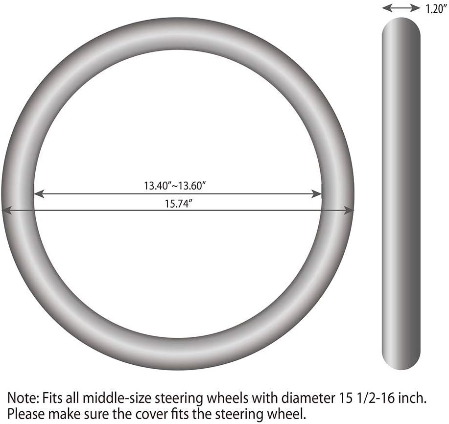 Elantrip Steering Wheel Cover Leather 15 1/2 to 16 inch Universal Large Soft Grip Breathable for Car Truck SUV Jeep Anti Slip Beige