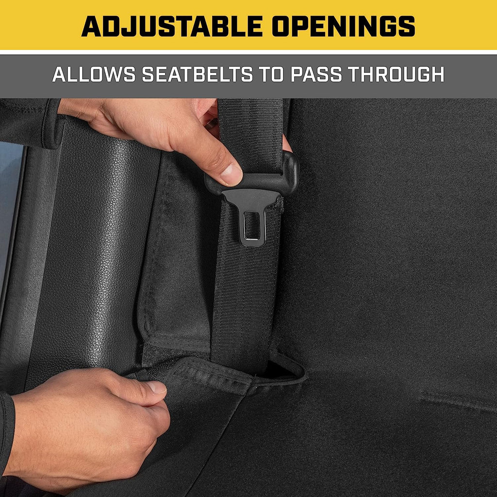 CATFlexfit Seat Cover for Cars Trucks SUV, Zipper Split Rear Bench Protector with Durable Canvas Material, Interior Cover in Black
