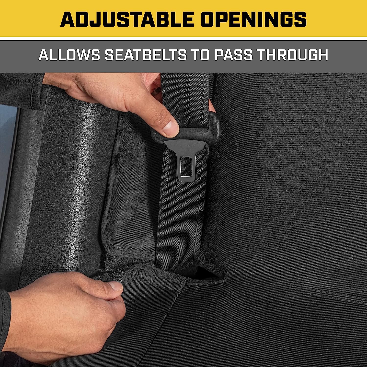 CATFlexfit Seat Cover for Cars Trucks SUV, Zipper Split Rear Bench Protector with Durable Canvas Material, Interior Cover in Black