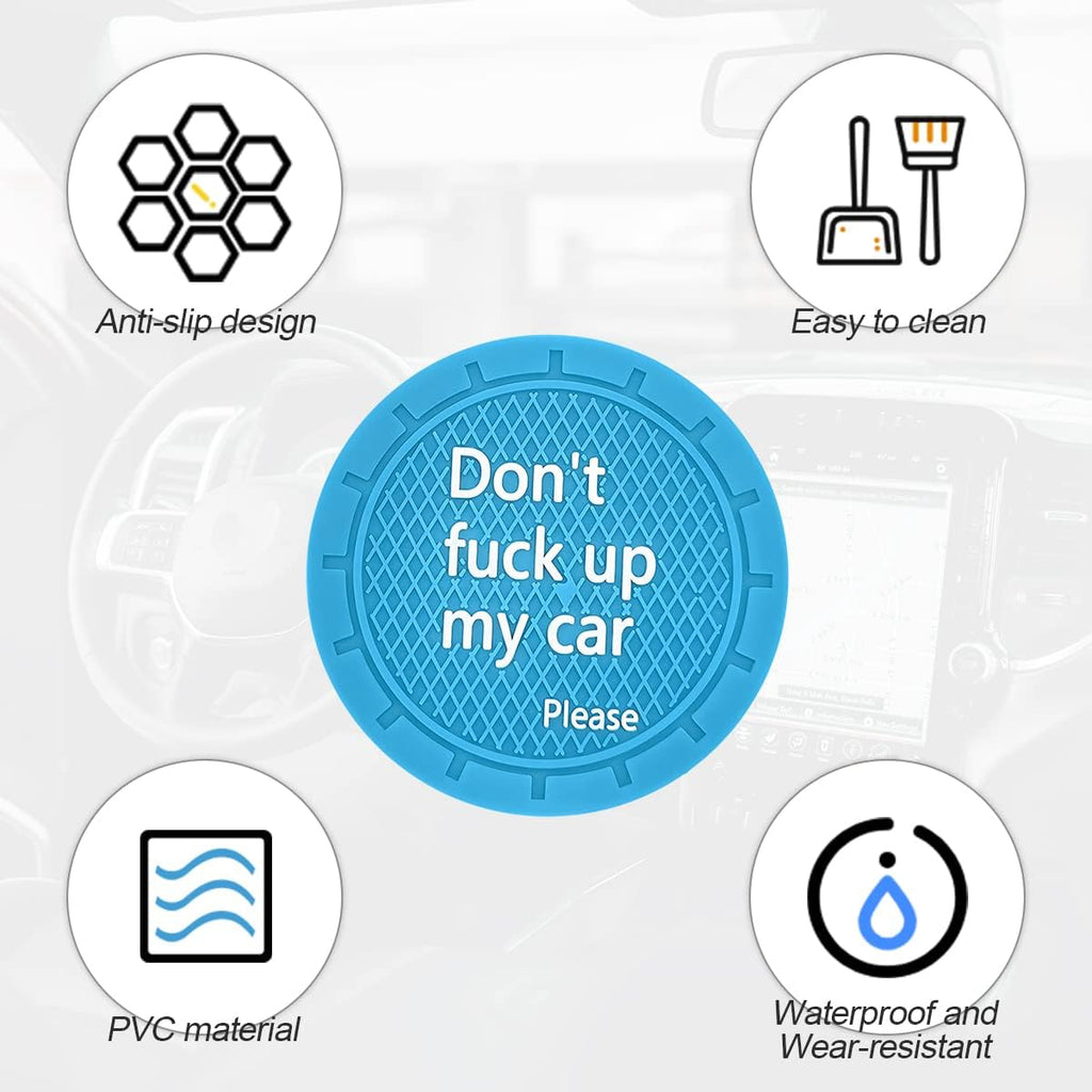 8sanlione 2 Pack Car Cup Holder Coasters, 2.75 Inch Non-Slip PVC Insert Cup Coaster, Anti-Scratch Auto Cup Mats for Women Men, Vehicle Interior Accessories for Car, SUV, Truck (D Light Blue/2PCS)