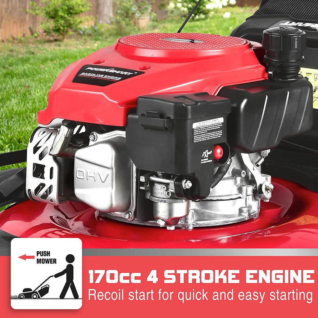 PowerSmart Self Propelled Lawn Mower, 22 inch & 170CC, Self Propelled Gas Lawn Mower with Bag, 4-Stroke Engine, 3-in-1 Gas Mower, 5 Adjustable Cutting Heights (1.18''-3.0'' )