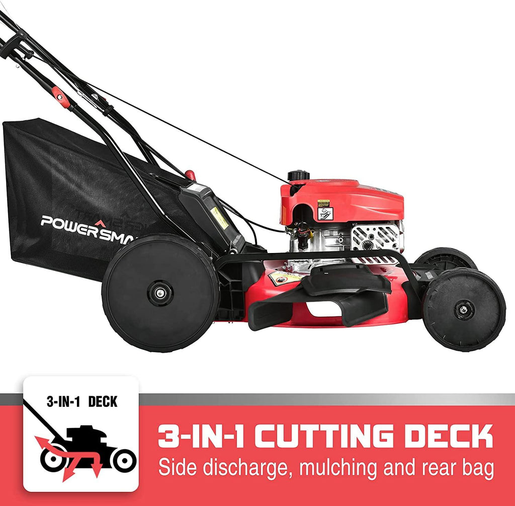 PowerSmart Self Propelled Lawn Mower, 22 inch & 170CC, Self Propelled Gas Lawn Mower with Bag, 4-Stroke Engine, 3-in-1 Gas Mower, 5 Adjustable Cutting Heights (1.18''-3.0'' )