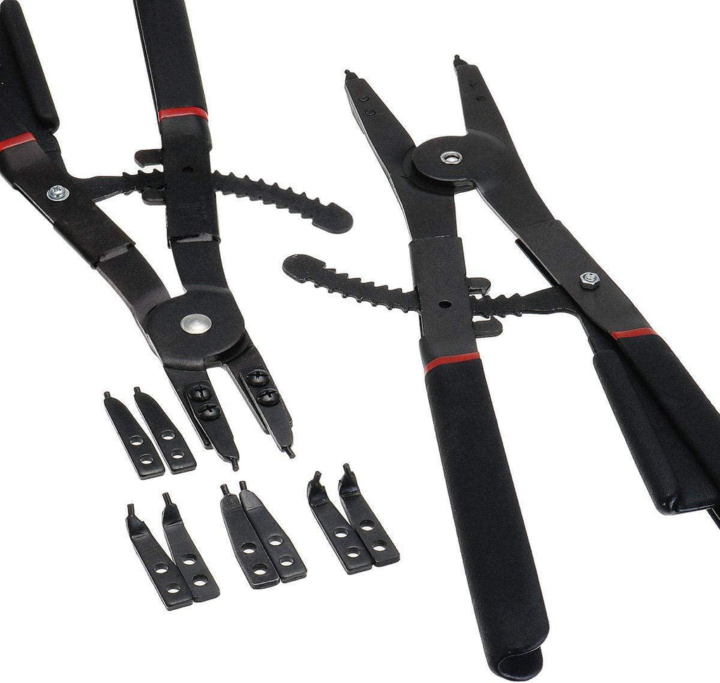WHEEJE Industrial 2Pcs 16 inch Set Retaining Ring Ratcheting with Tips LarCirclip Snap Ring Pliers Universal Hand Tools