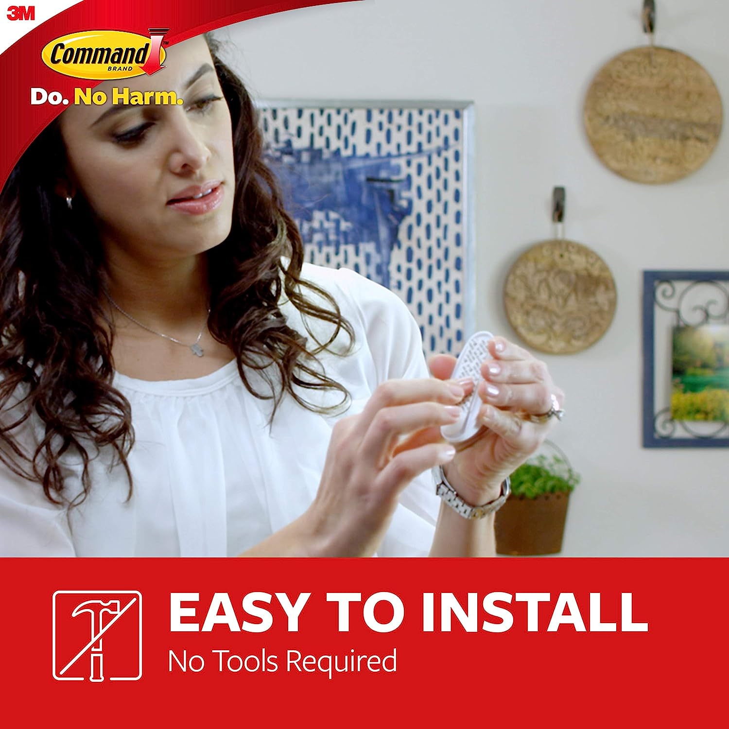 Command Large Utility Hooks, Damage Free Hanging Wall Hooks with Adhesive Strips, No Tools Wall Hooks for Hanging Decorations in Living Spaces, 14 White Hooks and 16 Command Strips