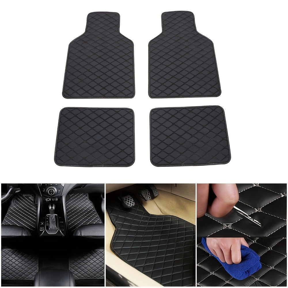 2pcs/4pcs Car Floor Mats Universal Waterproof Front Rear Full Set Auto Rugs Leather Car Carpet Accessories Interior