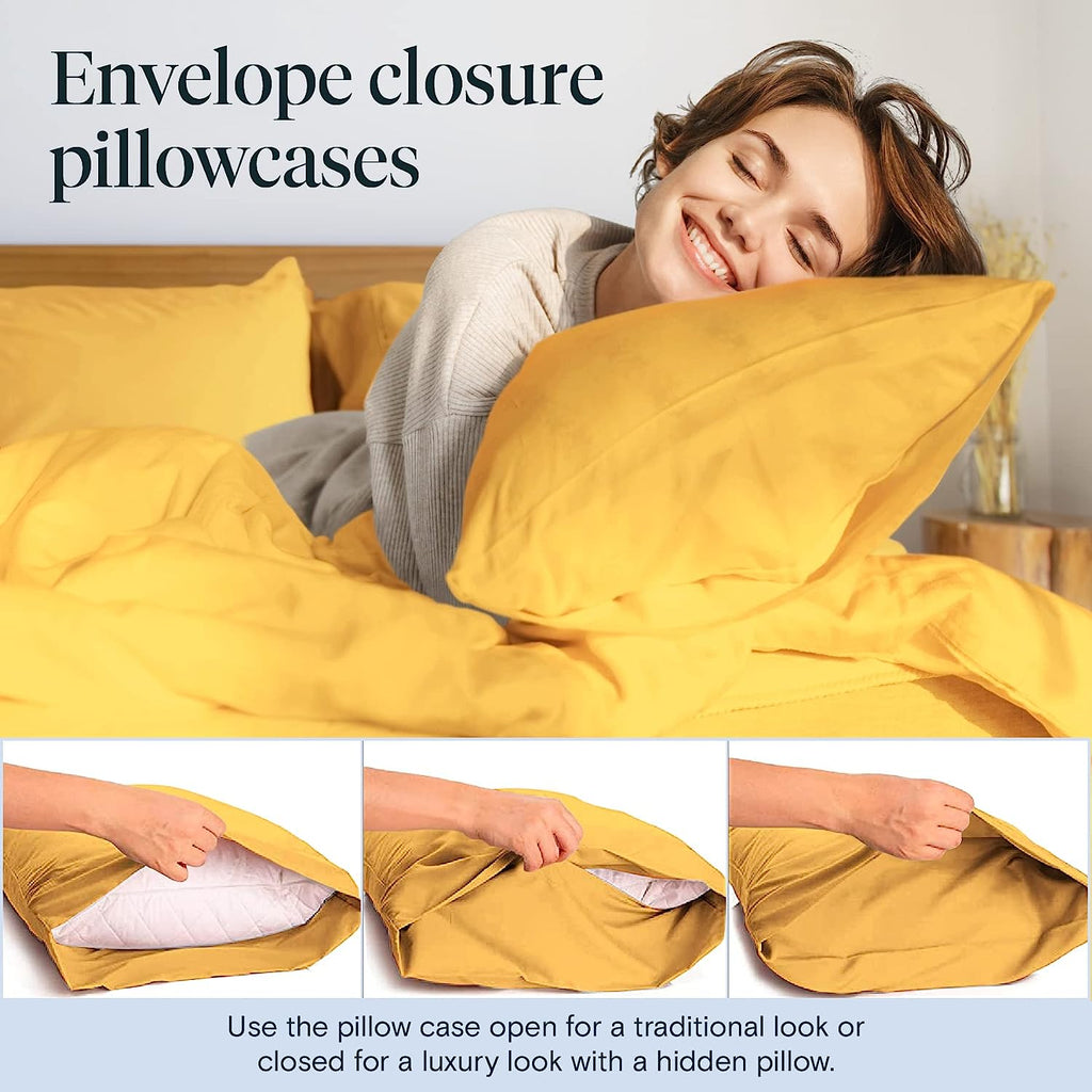 LuxClub 6 PC Queen Sheet Set Bamboo Sheets Deep Pockets 18" Eco Friendly Wrinkle Free Cooling Sheets Machine Washable Hotel Bedding Silky Soft - Medallion Gold Queen