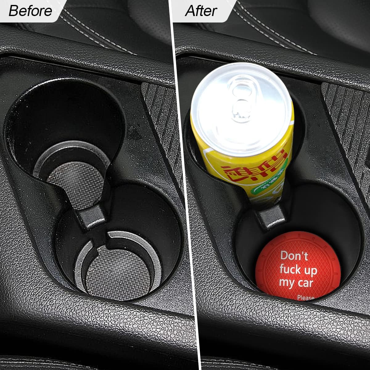 8sanlione 2 Pack Car Cup Holder Coasters, 2.75 Inch Non-Slip PVC Insert Cup Coaster, Anti-Scratch Auto Cup Mats for Women Men, Vehicle Interior Accessories Universal for Car, SUV, Truck (D Red/2PCS)